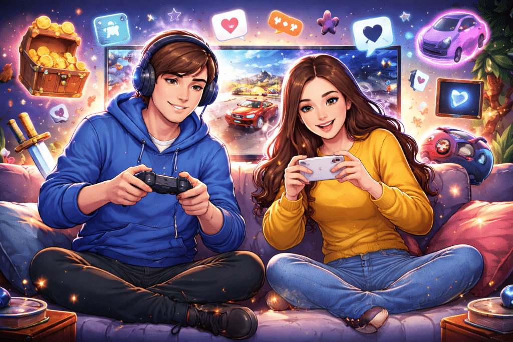 cura i dečko igraju igrice